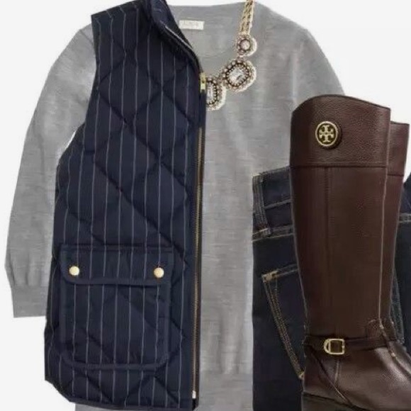 J.Crew Navy pinstriped Excursion quilted vest - Picture 11 of 12